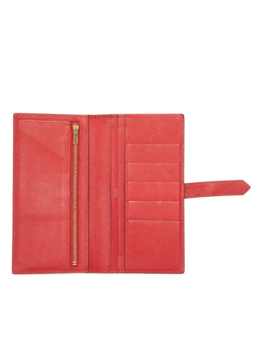 Hermes Bearn Souffle Wallet P Red Gold Veau Epsom